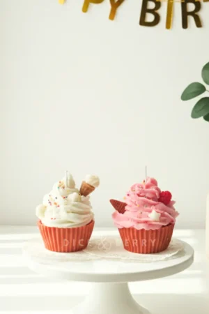 DiceandBerry Cupcake Candles Scented (Pack of 2) Home Decor, Birthday Gifts, Weddings, Parties, Celebration (1)