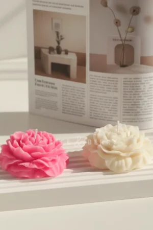 DiceandBerry Peony Flower Candles Scented (Pack of 2) Home Decor, Birthday Gifts, Weddings, Parties, Valentine Candles (2)
