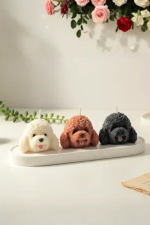 Diceandberry (Pack of 3) Cute Poodle Dog Soy Wax Scented Candles (Black, White, Brown) For Dog Lovers, Puppy Candles