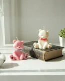 Diceandberry (Pack of 2) - Sitting Teddy Soy Wax Scented Candle (Pink & White) Adorable and Cute Gifts