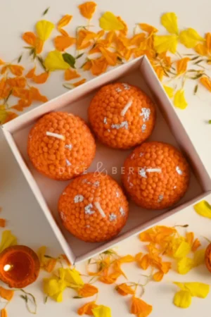 Diceandberry (Pack of 4) Laddoo Mithai Soy Wax Scented Candle, Sweets Candle, Dessert Food Candle, Celebration Festivals Candles