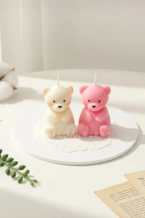 DiceandBerry Teddy Bear Candles Scented (Pack of 2) | Home Decor, Birthday Gifts, Weddings, Parties, Valentine Candles