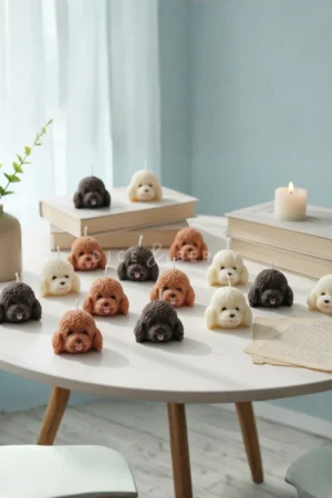 Diceandberry Cute Poodle Dog Soy Wax Scented Candles (Black, White, Brown) For Dog Lovers, Puppy Candles (3)